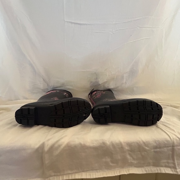 Joules Rain Boots | Floral Wellies Black Size 8 EU 39 - Picture 8 of 8